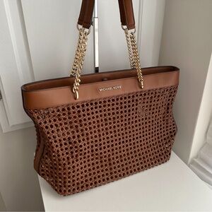 Michael Kors Large woven braided tote shoulder bag chain straps